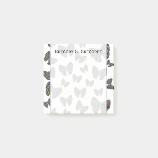 Schwarm von Schmetterlingen mit farbigen Streifen Post-it Klebezettel (Vorderseite)