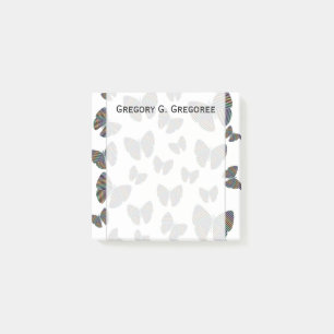 Schwarm von Schmetterlingen mit farbigen Streifen Post-it Klebezettel