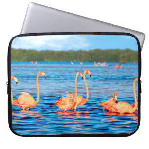 Schwärme von schönen rosa Flamingos im Celestun Laptopschutzhülle