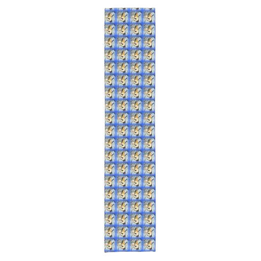 Schwarthaarmuster blau kurzer tischläufer (Vorderseite)