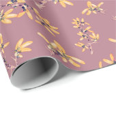 Schwarthorn verzweigt lila gelbes Wrapping Paper Geschenkpapier (Rolleneckpunkt)