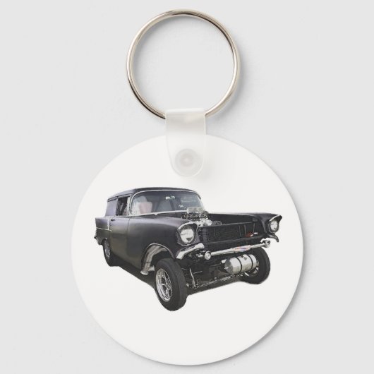 Schwarz 1957 Chevy Limousine Luftwiderstand Schlüsselanhänger (Vorderseite)