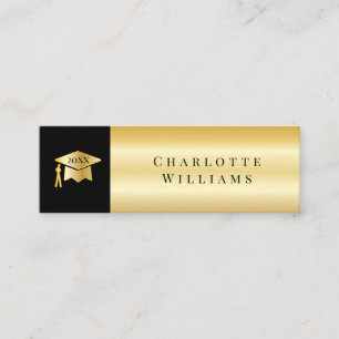 Schwarz 2021  Gold Grad Cap Abschluss Einsteckkart Mini Visitenkarte