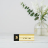 Schwarz 2023 | Gold Grad Cap Abschluss Einsteckkar Mini Visitenkarte (Stehend Vorderseite)