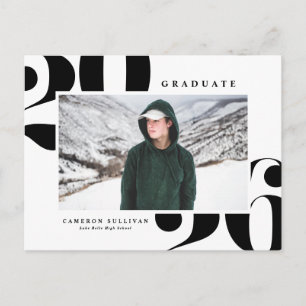 Schwarz 2026 Fette Typografie Foto Abschlussfeier Einladungspostkarte