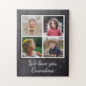 Schwarz 4 FotoCollage Oma Chalkboard Puzzle (Vertikal)
