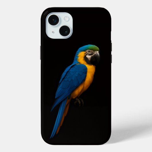 Schwarz 4 Luxe, Blau-Gelber Ara iPhone 15 Plus Case-Mate iPhone Hülle (Rückseite)