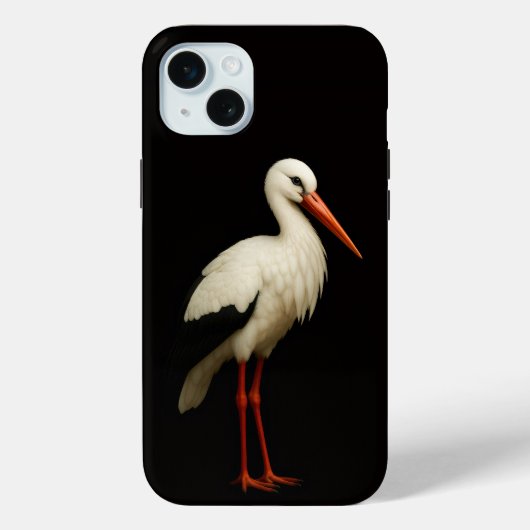 Schwarz 4 Luxe, Eleganter Storch iPhone 15 Plus Case-Mate iPhone Hülle (Rückseite)