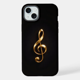 Schwarz 4 Luxe, Golden Violinschlüssel iPhone 15 P Plus Hülle