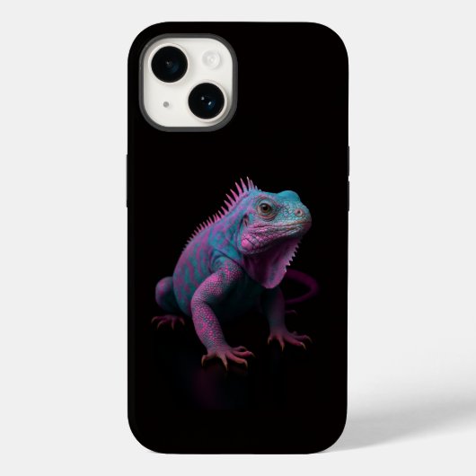Schwarz 4 Luxe iPhone 14 Hülle, Rosa Leguan Case-Mate iPhone Hülle (Rückseite)