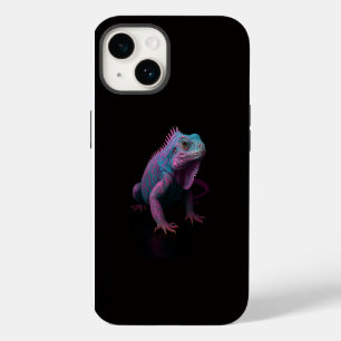 Schwarz 4 Luxe iPhone 14 Hülle, Rosa Leguan Hülle