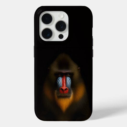 Schwarz 4 Luxe iPhone 15 Pro Hülle Mandrill-Affe (Rückseite)