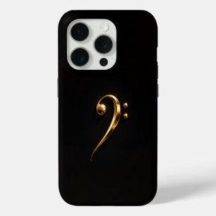 Schwarz 4 Luxe iPhone 15 Pro Mate Goldener Violins Hülle