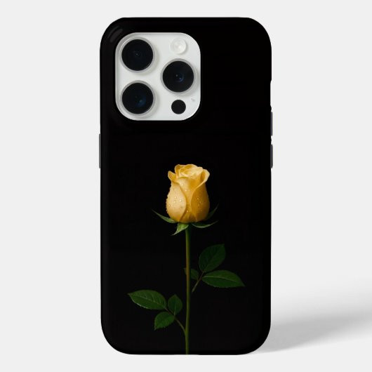 Schwarz 4 Luxe iPhone 15 Pro Mate Sonniggelbe Rose Case-Mate iPhone Hülle (Rückseite)