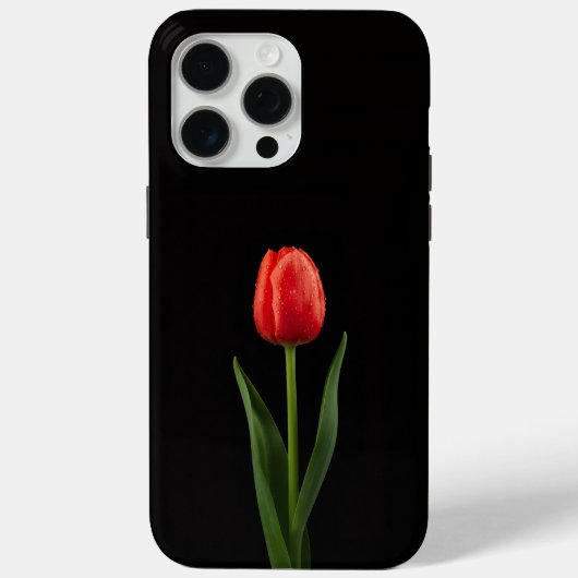 Schwarz 4 Luxe iPhone 15 Pro Max, Rubinrote Tulpe Case-Mate iPhone Hülle (Rückseite)
