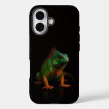 Schwarz 4 Luxe iPhone 16 Mate, Grüner Leguan