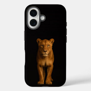 Schwarz 4 Luxe iPhone 16 Mate, Noble Löwin Hülle