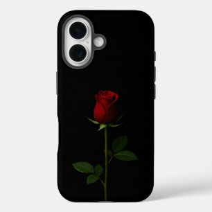 Schwarz 4 Luxe iPhone 16 Mate, Samtrote Rose Hülle