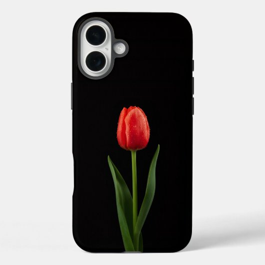Schwarz 4 Luxe iPhone 16 Plus, Rubinrote Tulpe Case-Mate iPhone Hülle (Rückseite)