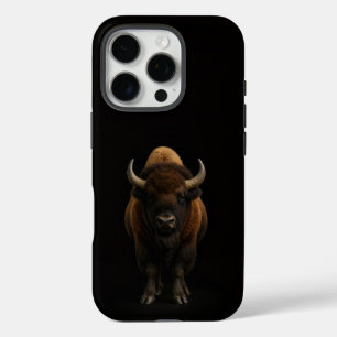 Schwarz 4 Luxe iPhone 16 Pro, Amerikanischer Bison Pro Hülle