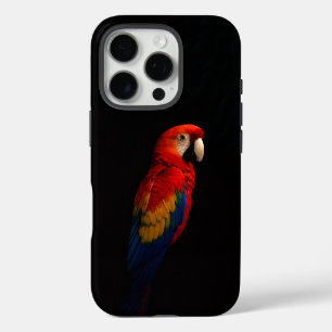 Schwarz 4 Luxe iPhone 16 Pro, Scharlachroter Papag Pro Hülle