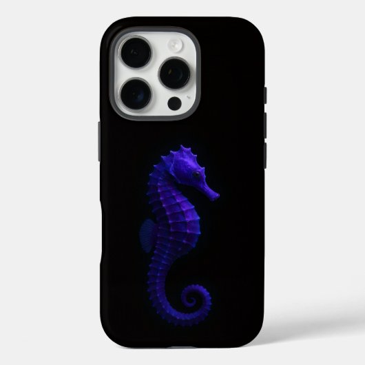 Schwarz 4 Luxe iPhone 16 Pro, Violetter Seepferdch Case-Mate iPhone Hülle (Rückseite)