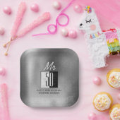 Schwarz 50. Geburtstag Pappteller (Party)