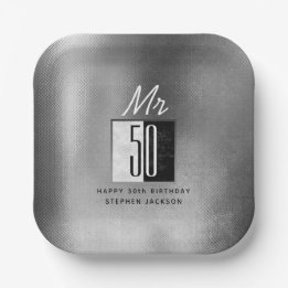 Schwarz 50. Geburtstag Pappteller