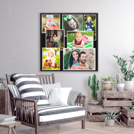 Schwarz-7-Familie Foto Collage Keepake Leinwanddruck