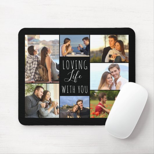 Schwarz-7-FotoCollage | Leben mit dir lieben Mousepad (Mit Mouse)