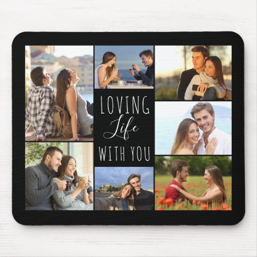 Schwarz-7-FotoCollage | Leben mit dir lieben Mousepad (Vorne)