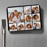 Schwarz 9 Foto Square Collage - mit Skript weiß Magnet<br><div class="desc">Für dieses Design können Sie quadratische oder selbstständige Foto verwenden. Verwenden Sie acht quadratische Foto,  um ein einzigartiges und persönliches Geschenk zu kreieren. Oder man behalte den Hipster Welpe und macht einen trendigen Sake. Wenn Sie die Bilder anpassen müssen,  klicken Sie auf das Anpassungsprogramm,  um Änderungen vorzunehmen.</div>