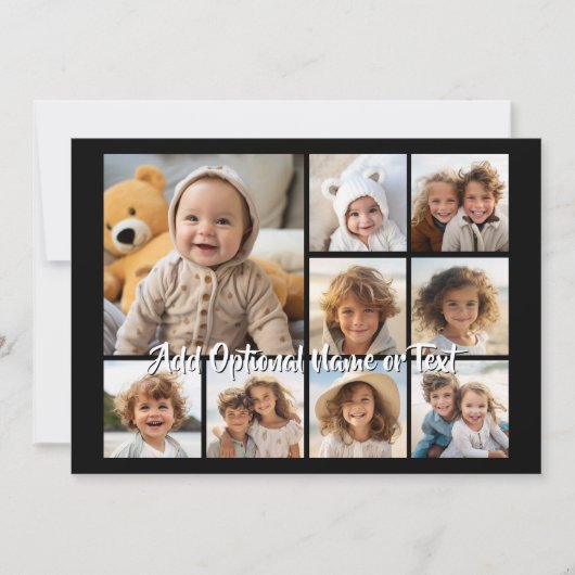 Schwarz 9 Foto Square Collage - mit Skriptweiß (Vorderseite)