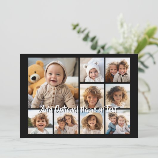 Schwarz 9 Foto Square Collage - mit Skriptweiß (Stehend Vorderseite)
