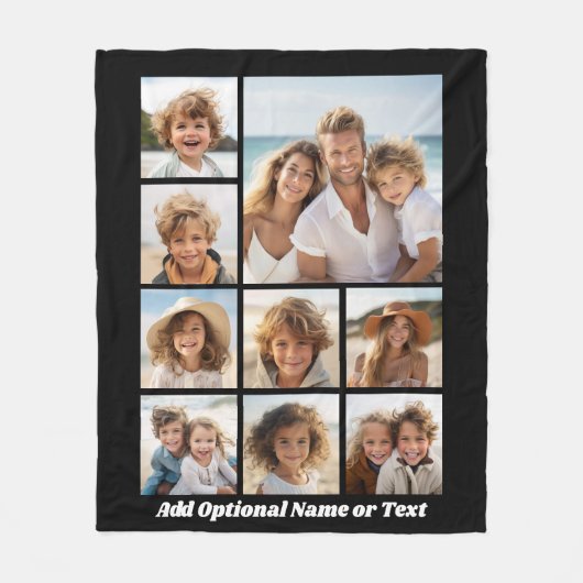 Schwarz 9 Foto Square Collage - mit Skriptweiß Fleecedecke (Vorderseite)