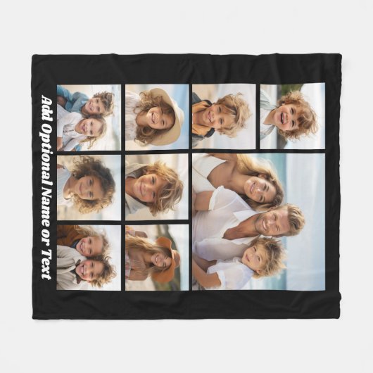 Schwarz 9 Foto Square Collage - mit Skriptweiß Fleecedecke (Vorderseite (Horizontal))