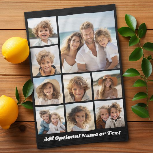 Schwarz 9 Foto Square Collage - mit Skriptweiß Geschirrtuch