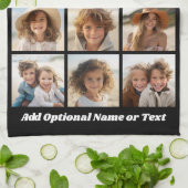 Schwarz 9 Foto Square Collage - mit Skriptweiß Geschirrtuch (Gefaltet)