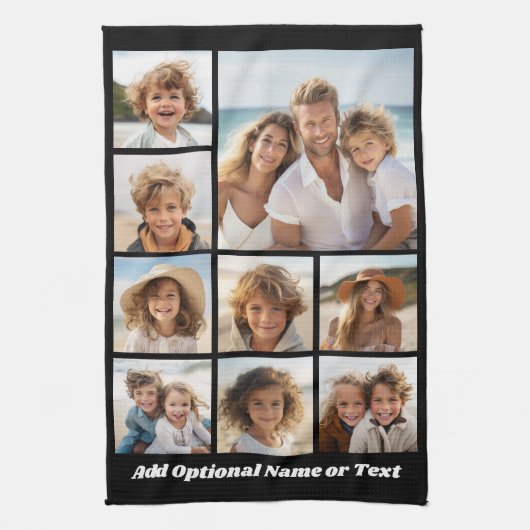 Schwarz 9 Foto Square Collage - mit Skriptweiß Geschirrtuch (Vertikal)