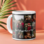 Schwarz 9 Foto Square Collage - mit Skriptweiß Jumbo-Tasse