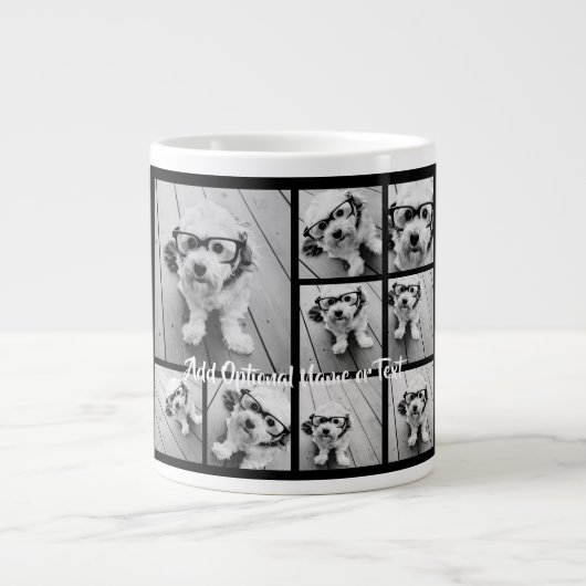Schwarz 9 Foto Square Collage - mit Skriptweiß Jumbo-Tasse (Vorderseite)