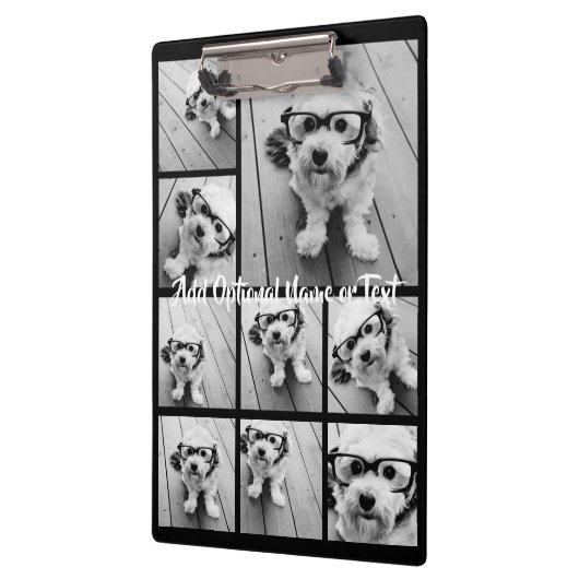 Schwarz 9 Foto Square Collage - mit Skriptweiß Klemmbrett (Links)
