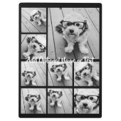 Schwarz 9 Foto Square Collage - mit Skriptweiß Klemmbrett (Rückseite)