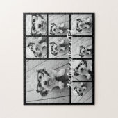 Schwarz 9 Foto Square Collage - mit Skriptweiß Puzzle (Vertikal)
