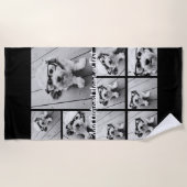 Schwarz 9 Foto Square Collage - mit Skriptweiß Strandtuch (Vorderseite)