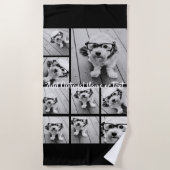 Schwarz 9 Foto Square Collage - mit Skriptweiß Strandtuch (Vorderseite)