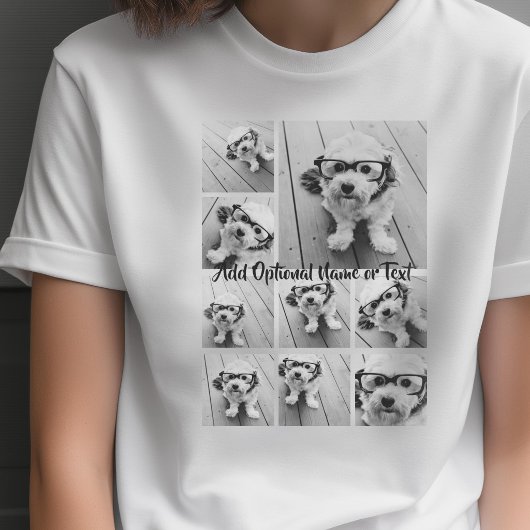 Schwarz 9 Foto Square Collage - mit Skriptweiß T-Shirt