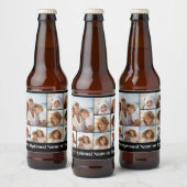 Schwarz 9 Foto Square Collage - mit weißem Text Bierflaschenetikett (Flaschen)