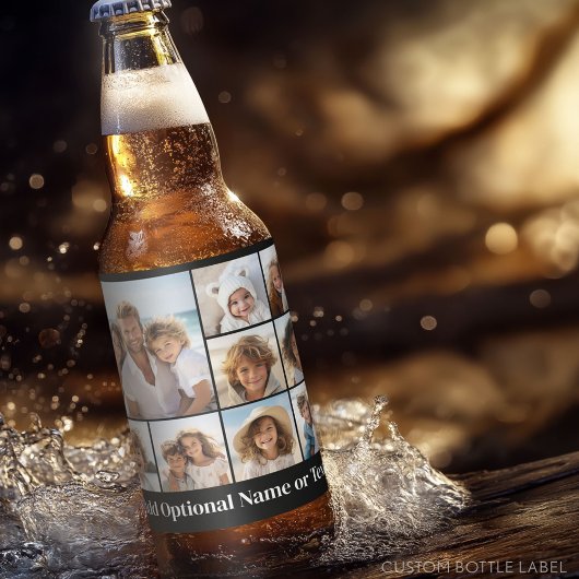 Schwarz 9 Foto Square Collage - mit weißem Text Bierflaschenetikett