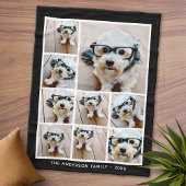 Schwarz 9 Quadrat FotoCollage mit weißem Text Fleecedecke